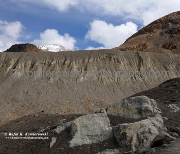 Glacial moraines left after retreat of The Athabasca Glacier, Columbia Icefield, Jasper National Park, Alberta