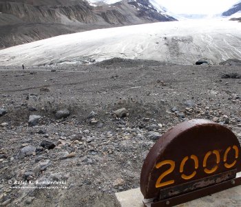 The melting rate is faster now than it has been in the last 40 years. The Athabasca Glacier part of the Columbia Icefield, Jasper National Park, Alberta, Canada