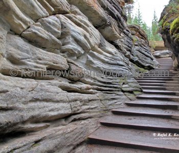 Amazing Geology at Athabasca Falls,  Jasper National Park, Alberta, Canada