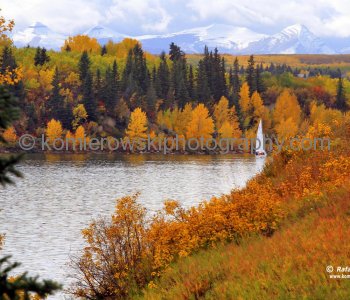 Calgary and Rockies Under a Golden Autumn, Alberta, Canada