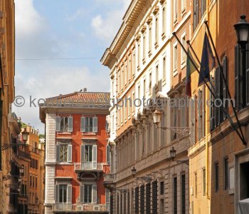 Colorful buildings near Fontana di Trevi,  the other side of Rome