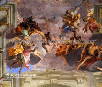 Andrea Pozzo painted the Baroque ceiling in 1685 - details...  Sant Ignazio Church, Rome