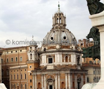 Santa Maria di Loreto viewed  from  Victor Emmanuel Monument Il Vitoriano at Piazza Venezia,   Rome