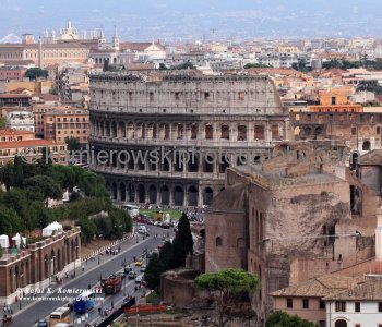 The Coliseum, a.k.a. the Flavian Amphitheatre.  View from  Victor Emmanuel Monument Il Vitoriano,  Rome