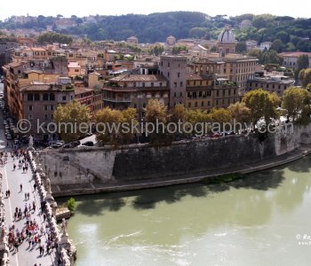 Tiber River, Ponte Sant Angelo and  Ponte Vittorio Emanuelle II seen from Castel Sant Angelo,   Rome