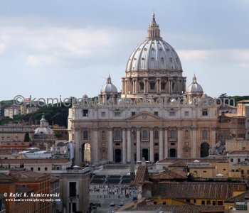 Beautiful view of St. Peters Basilica in Vatican from Castel Sant Angelo, Rome
