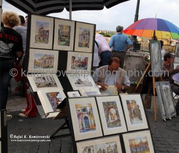 There seemed to be a broad mix of tourists, locals and random shoppers. Area near Trinita dei Monti provides a gorgeous back drop to many local artists.  Rome