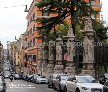 Spectacular fence along grounds of Galleria Nazionale d Arte Antica  via   Sistina,      Rome