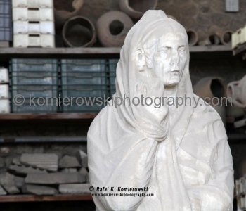 Plastered statue of woman  recreated from the times of ancient Pompeii