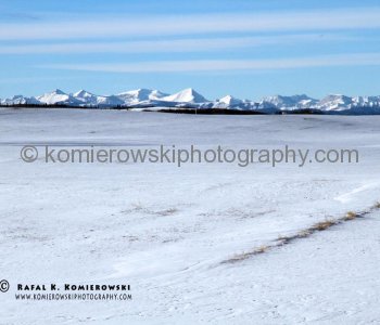 View of East Slopes - Canadian Rockies and Kananaskis Country from Foothills west of  Calgary, January 2011