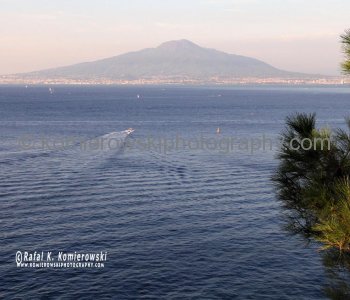 Sorrento sits on the cliffs overlooking the water towards Naples and Mount Vesuvius...