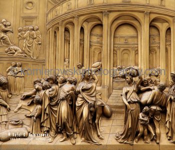 Detail - the bronze door at the Florence Baptistery or Battistero di San Giovanni a.k.a. Baptistery of St. John