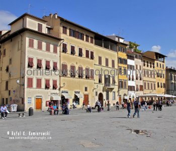 Medieval buildings at Piazza Santa Croce, Florence. The area provides the best views over the city and has fine buildings of artistic values.