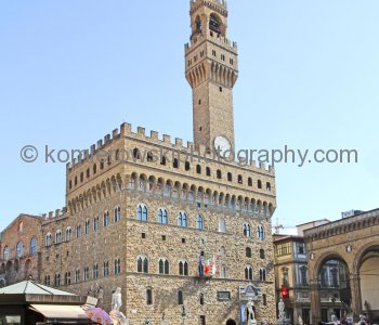Palazzo Vecchio overlooks piazza della Signoria. The facade of the building remains much the same as Cambio designed it - 13th century.