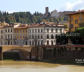 Colorful buildings along the Arno River in Florence