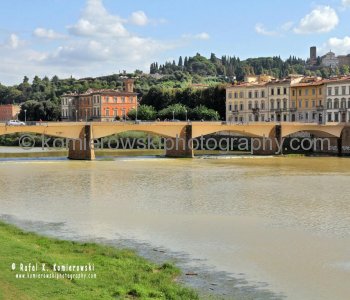 Colorful buildings along the Arno River in Florence