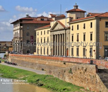 Colorful Galleria Degli Uffizi along the Arno River in Florence