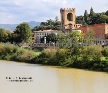 Colorful buildings along the Arno River in Florence
