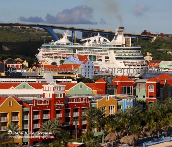 The ship docks right across the channel from Curacaos main city, Willemstad.