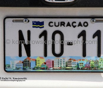Car registration license plate in Willemstad, Curacao