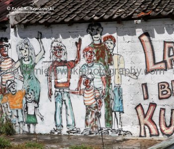 Murals in old district of Punda near Floating Market in Willemtad, Curcao