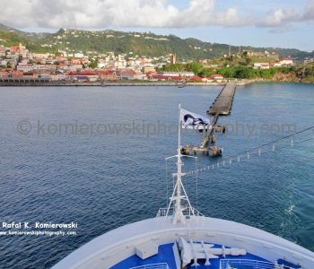 Grand Princess departure St. Georges Bay, Grenada at 16:44 on Sunday, March  6,  2011...next port of call: Barbados