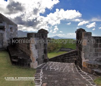 The physical location of the fortress presents panoramic vistas of forested mountains, cultivated fields, the historical township of Sandy Point, and neighboring Dutch, English, and French islands across the Caribbean Sea.....New World Encyclopedia
