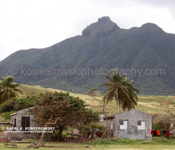 View of Mt. Liamuiga  (3792 feet) , the highest  on St. Kitts island (seen from Sandy Bay near Saddlers)