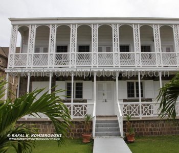 House next to Immaculate Conception Co-Cathedral, Roman Catholic Church situated at Independence Square, Basseterre, St. Kitts...