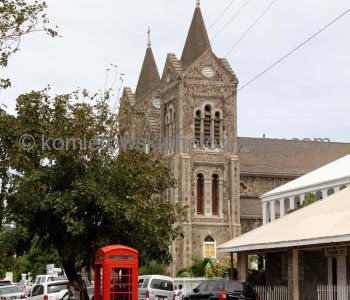 View of Immaculate Conception Co-Cathedral, Roman Catholic Church situated at Independence Square, Basseterre, St. Kitts...
