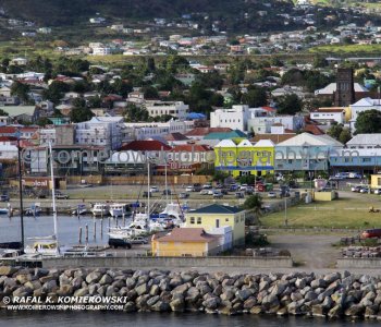 View of Basseterre from the upper deck of Grand Princess cruise ship, St. Kitts,