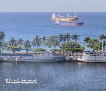 View of Caribbean Sea from Grand Princess while entering port of Santo Domingo