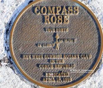 Detail of Compass Rose at the end of the White Street Pier, Key West, Florida