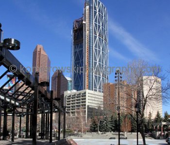 The Bow office tower under construction,   April 27, 2011 (viewed from Olympic Plaza),  Calgary, AB.