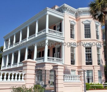 Edmondston-Alston House, it was built by Scottish merchant Charles Edmondston in 1825 and remodeled in1838 by rice planter Charles Alston in the then popular Greek Revival style