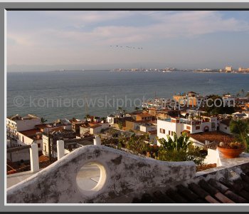 View of the Banderas Bay from the roof balcony near Hacienda San Angel