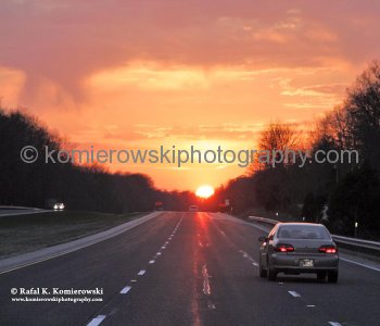 Colorful sunset along I-74 Westbound between Cincinnati OH and Indianapolis IN.,  Sunday,  March 20, 2011 at 7:46 PM   (temperature plus 10 C = 50 F)