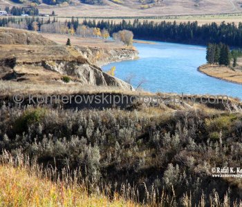 View of Bow River and valley from  from Bowbend Trail (bicycle path),  Glenbow Ranch Provincial Park