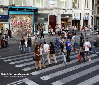 Gran Vía bustles with activity,  Madrid,  (photo taken on Wed. October 12, 2011)