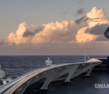 Carnival Magic at sunset... Atlantic Ocean, sailing Day 11,  November 7, 2011