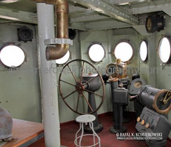 On the navigation bridge: the ship s wheelhouse.
