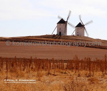 Famous windmills near village of Tembleque-on the way to Consuegra, Spain