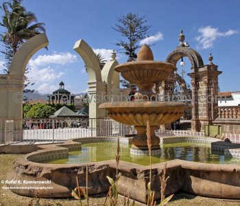 Public square next to Our Lady of the Rosary church...Talpa de Allende, Jalisco,