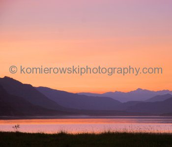Sunset during forest fires in the area...Burton, BC.