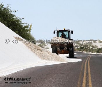 Access road to  White Sands National Monument under white sands...