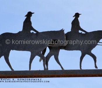 Steel silhouette entrance gate near DeWinton