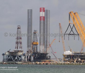 Construction of oil platform and oil rig...Port Aransas near Corpus Christi, Texas