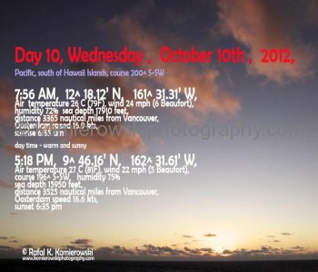 Day 10, Wednesday, October 10, 2012,   Pacific Ocean south of Hawaii, MS Oosterdam, Holland America Line