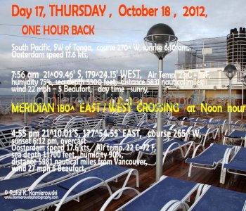 Day 17, THURSDAY ,  October 18th ,  2012,  SW of Tonga, South Pacific