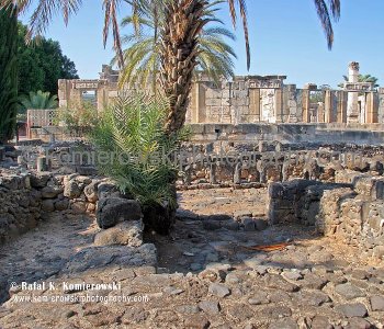 The Ancient Synagogue of Capernaum and ruins of village
